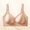 Sujetador de copa fija push-up de soporte suave satinado sin costuras para mujer, sujetador inalámbrico ajustable push-up transpirable con control lateral del busto