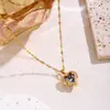 Collar de Acero de Titanio Moda Corazón del Océano Diseño de Nicho para Mujer Colgante de Corazón Oro de 18K Lujo Ligero Cadena de Clavícula Moderna