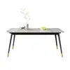 Juego de mesa y sillas de comedor moderno minimalista, con tablero de losa de roca para un toque de lujo, adecuado para apartamentos pequeños, mesa de comedor rectangular