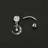 Perforación corporal europea y americana luna gota de agua circón anillo para ombligo personalidad de moda clavo para ombligo joyería para danza del vientre hebilla para ombligo