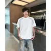 Camiseta Pesada de Manga Curta com Rebites Expostos para Homens e Mulheres, Estilo Americano de Rua de Verão, Camiseta Moderna de Manga Curta e Gola Redonda Larga