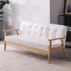 Sofá individual de cuero minimalista moderno nórdico de madera maciza de tres plazas para cafetería, sofá de dos plazas para sala de estar para espacios pequeños