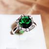 Moda de luxo high-end elegante estilo coreano imitação natural turmalina verde colorido gemstone anel aberto feminino anel aberto