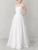 Vestido de novia ligero estilo francés hecho de organza, sin tirantes, sencillo con cintura en punta, sensación de nicho y alta gama, adecuado para fotografía de viajes al aire libre y como vestido de novia