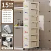 Armário de Armazenamento com Gavetas Espessas Estilo Europeu 15cm Multicamadas com Rodas Armário de Armazenamento Doméstico Plástico Prateleira Móvel para Frestas