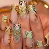 24 Piezas de Puntas de Uñas Rosas Estilo Francés de Longitud Media con Estampado de Leopardo Floral 3D Uñas Postizas Venta al por Mayor