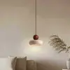 Luminária Pendente Pequena de Madeira Maciça Amarela Natural de Travertino para Mesa de Cabeceira, Estilo Wabi-Sabi para Pousada Restaurante Balcão de Bar Luminária Pendente Redonda Personalizada tipo F UFO