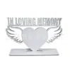 Transferencia térmica MDF madera fase placa forma de corazón alas IN LOVINGMEMORY palabras figura imprimible por sublimación
