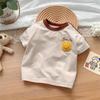 Roupas de Terno Estilo Coreano Verão 2024 Novas Calças para Bebê Menino de 1-3 Anos Conjunto de Duas Peças 100% Algodão Seção Fina Tipo A Roupas de Passeio