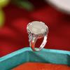 Joyería Yuebao Plata Esterlina S925 Jade Hetian Retro Anillo Cabujón Mariposa Antigua Elegante Versátil Anillo Estilo Étnico