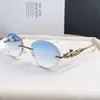 Óculos de Sol Ovais Sem Aro Decorados com Leopardo Estilo Europeu e Americano, Nova Moda Street Style Proteção UV Óculos de Sol Transfronteiriços