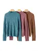 Suéter 100% cachemira pura para mujer, nuevo estilo otoño e invierno, jersey de punto trenzado con cuello redondo, corte holgado, color liso, manga larga, camiseta básica