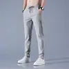 Pantalones de Seda de Hielo para Hombre Verano Delgados Casual de Negocios Elásticos Transpirables Pierna Recta Tallas Grandes Pantalones de Seda de Hielo para Hombre Verano Delgados