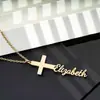 Colar de Moda em Formato de Cruz com Design de Nicho Estilo Ins de Alta Qualidade com Nome em Inglês Personalizável Corrente para Clavícula de Aço Titânio