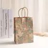 Bolsa de regalo de dulces para fiesta Bolsa de embalaje de hoja de arce Kraft Bolsa de compras tote impresa al por mayor