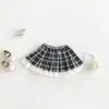 Dulce Suéter de Manga Larga con Cuello Estilo Coreano para Niñas, Nuevo Conjunto de Dos Piezas Otoñal con Falda Plisada y Adorno de Encaje a Cuadros