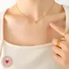 Estilo Ins Coreano de Moda Versátil Zircón Diamante Individual Colgante Lujo Accesible Cadena para Clavícula Acero de Titanio Collar Oro de 18K Joyería que no se decolora