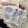 Estilo Retro Francés Encaje Puro Lujuria Niña Ropa Interior Seda de Hielo Mujer Entrepierna Algodón Puro Lazo Calzones Mujer Niña