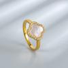 Chicas Picantes Europeas y Americanas Explosiones Anillo de Trébol de Cuatro Hojas de Plata de Ley S925 Ónice Negro Anillo de Fritillaria Blanca Femenino Anillo de Plata