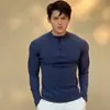 Outono e Inverno slim-fit quente gola alta com zíper esportes fitness camiseta básica T-shirt masculina De veludo manga longa grande