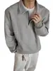 Sudadera de Otoño para Hombre Estilo Old Money Hombros Rectos Cuello Polo Manga Larga, Sudadera Versátil Harajuku Corte Holgado Cuello Solapa