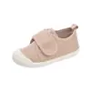 Zapatos de Lona Antipatadas de Punta Cerrada de Moda para Niños y Niñas, Zapatos Bajos de Lona Blanca Casual con Velcro y Suela Suave de TPR para Verano