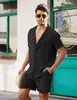 Traje de Camisa de Lino de Manga Corta de Amazon 2023 Camisa Cardigan de Lino de Algodón Suelta Casual de Verano Listo en Stock