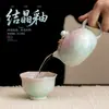Juego de Tetera Xishi con Esmalte Cristalizado en Horno y Asa, Tetera de Cerámica para Oficina y Hogar, Juego de Té Kung Fu