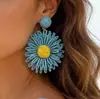 Acessórios Yongge: Brincos com Vibe Praiana, Brincos de Flor de Ráfia Estilo Férias, Pingentes de Orelha Trançados Boêmios