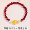 Nuevo Pulsera de Loto con Cuentas de Transferencia, Pulsera de Color Imitación Cinabrio, Regalo para Mejor Amiga y Novia, para Atraer Riqueza y Buena Suerte, Modelo para Mujer