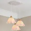 Luminária Pendente Acrílica de Três Lâmpadas Estilo Nórdico para Sala de Jantar e Quarto, Cúpula em Forma de Onda, Soquete E27, Luminária Pendente Minimalista Moderna