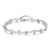 Pulsera japonesa y coreana de corazón dulce, cristal azul plateado en plata 925, para mujer, con forma de corazón, sencilla, con estampado de corazón a corazón, entrega de una pieza