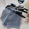 Shorts de Mezclilla para Mujer 2021 Verano Nuevos Cintura Alta Estilo Coreano Sueltos Adelgazantes Dobladillo Pierna Ancha Forma A Calientes Modernos Pantalones ins