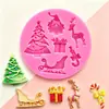 Papai Noel Árvore de Natal Molde de silicone Fold Açúcar Bolo de chocolate Molde decorativo Molde de panificação