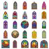 50 Vasos de Vidrio de Iglesia Coloridos Personalidad Transfronterizo Retro Barroco Decorativos Pegatina para Equipaje