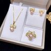 Nuevo Set de Perlas de Agua Dulce 2025 Set de Tres Piezas Transfronterizo Set Elegante de Comercio Exterior Regalo para Novia o Mamá