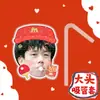 Taza Grande con Set de Popote de Sun Yingsha y Wang Chuqin Mercancía DIY para Fans de Celebridades