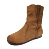 Botas plisadas de cuero estilo perezoso vintage, botas apiladas, botas cortas, nuevas botas occidentales de piel para mujer de otoño e invierno 2024