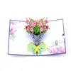 Cartão de Cumprimentos Estéreo 3D com Estampagem Dourada, Escultura de Papel Criativa de Buquê de Lírios, Cartão de Cumprimentos para o Dia dos Professores Inserção de Presente, Presentes de Cartões de Cumprimentos no Atacado