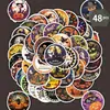 48 Pegatinas Redondas de Halloween con Diseños de Calabaza, Gato Negro y Castillo para Diarios, Maletas, Decoración Impermeable DIY Venta al por Mayor