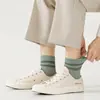 Calcetines para hombre para otoño e invierno, algodón, absorbentes de sudor, resistentes al olor, antibacterianos, de media pantorrilla, casuales, de vestir, color liso, calcetines largos para primavera y verano