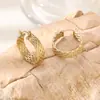 Pendientes de Perla de Fundición Transfronterizos con Tachuelas de Acero de Titanio Chapadas en Oro de 18 Quilates, Joyería Versátil Irregular Geométrica de Acero Inoxidable para Mujer