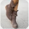 Botas Femininas de Salto Baixo Estilo Exportação Outono/Inverno 2026 Tamanho Extra Grande 44 45 Camurça Decotadas
