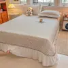 Conjunto de três peças de cobre-leito de renda de algodão puro estilo retrô, lençol de algodão puro espessado com acolchoamento, adequado para camas tatami e kang, para todas as estações