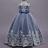 Meninas europeias e americanas Saia de tule de princesa flor degradê com lantejoulas longa para dama de honra de casamento renda vestido infantil apresentador
