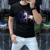Nova camiseta masculina gola careca manga curta camisa strass cavalo manga meia-manga base masculina Coringa confortável respirável fábrica atacado
