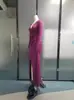 Vestido Feminino Sexy com Decote em V Profundo, Design Plissado e Fenda Alta - Amazon Transfronteiriço Europa e América 2024