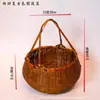 Cesta de bambu trançada antiga estilo antigo cesta de bambu display de vegetais cesta de bambu comercial display de cozinha aberta pá de lixo cesta de chão