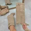 Exportação transfronteiriça de botas femininas de tamanho grande 40-48 com bico fino, cano largo, botas retas de comprimento médio, salto grosso e design estilo calça