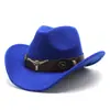 Sombrero Más Vendido de Amazon Estilo Étnico Etiqueta de Vaca Sombrero de Vaquero Occidental Ala Enrollada Sombrero Retro para Montar a Caballo Sombrero de Fieltro de Lana